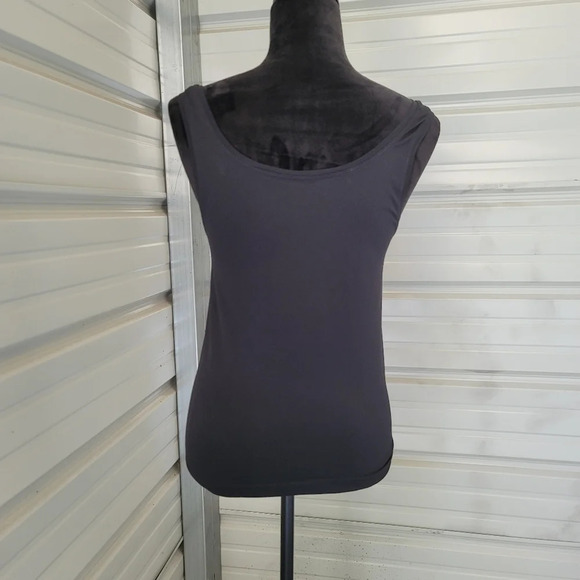 Chicos Tank Top Solid Black Sleeveless Nylon/Spand Shirt Chicos Sz 2 2 Womens L - Picture 7 of 7